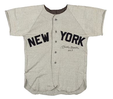 Mickey Mantle Signed and Inscribed "NO.7" New York Yankees Road Jersey
